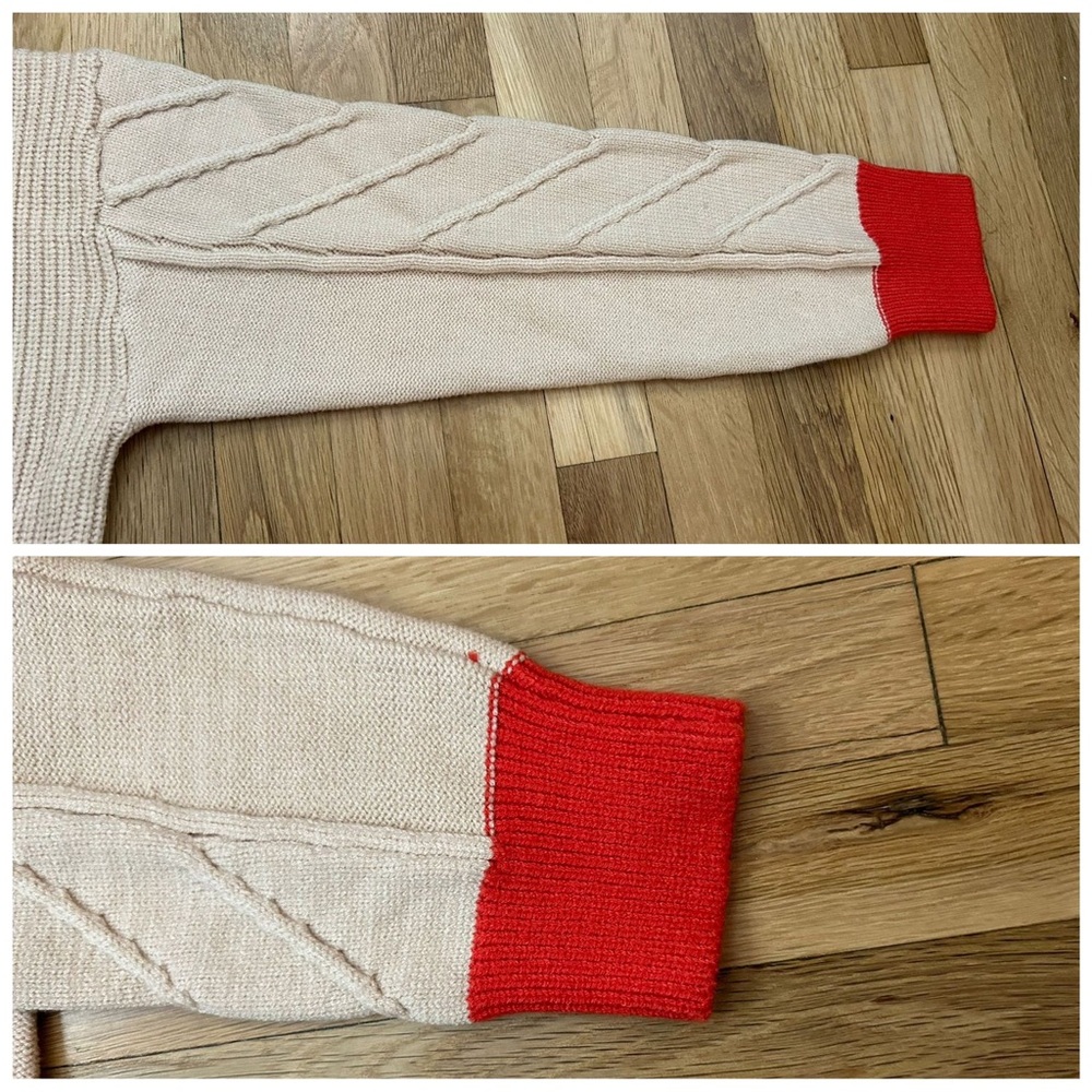 Lush Colorblock Red and Cream Cropped Button Cardigan - Picture 6 of 15